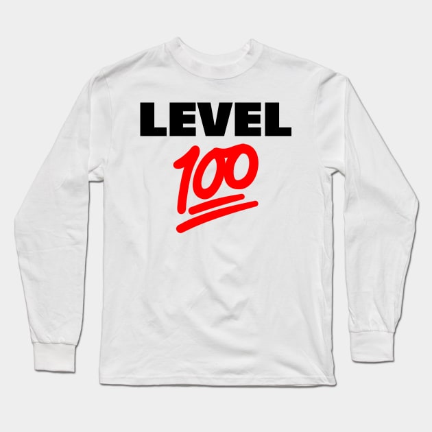 Keep It Level 100 Emoji (black and red) Long Sleeve T-Shirt by A Mango Tees